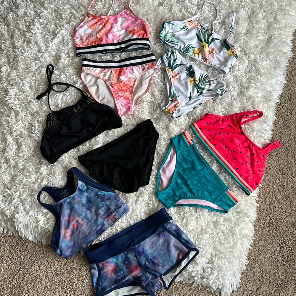 Girls Swimsuit Bundle (10 pieces) Size 10- Athleta, Zella, SHEIN, Old Navy